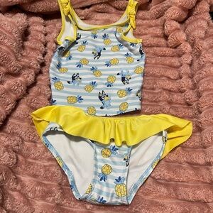 Bluey Pineapple Print Swimsuit - Blue, white and Yellow